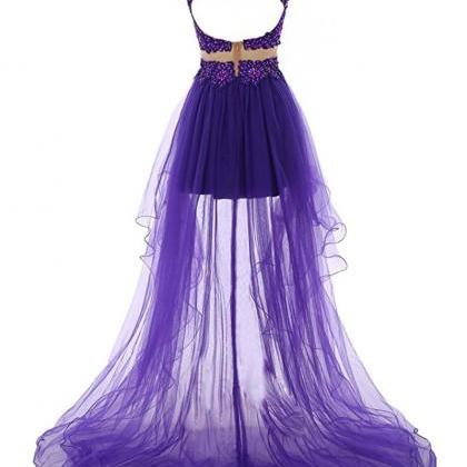 High Low Prom Dress De Gala Curto Sexy See-through..