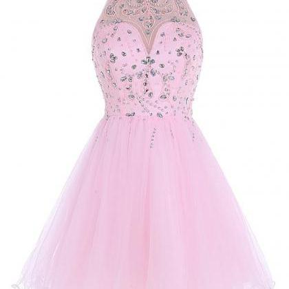 Pink Short Homecoming Dresses Curto Beaded..