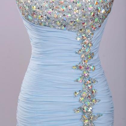 Blue Mermaid Prom Dress Vestidos Curtos Para Festa..