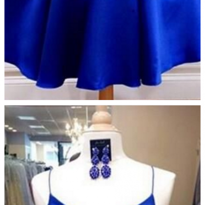 Straps Royal Blue Homecoming Dress, Short Royal..