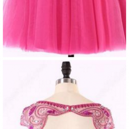 Sexy Open Back Pink Beaded Cute Homecoming Prom..