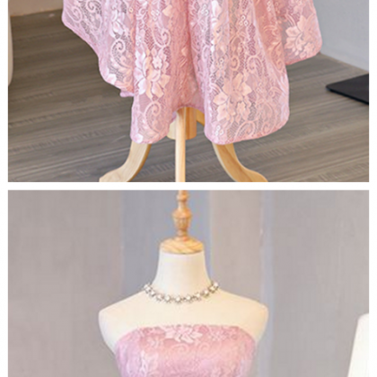 Cute Short Prom Dresses Pink High Neck Beaded..