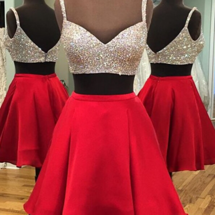 Homecoming Dresses Short ,two Piece Short Red..