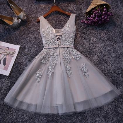 Beautiful Short Prom Dress,v Neck Prom Dress,tulle..