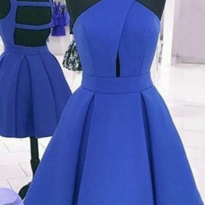 Sexy Open Back Homecoming Dress,royal Blue Prom..
