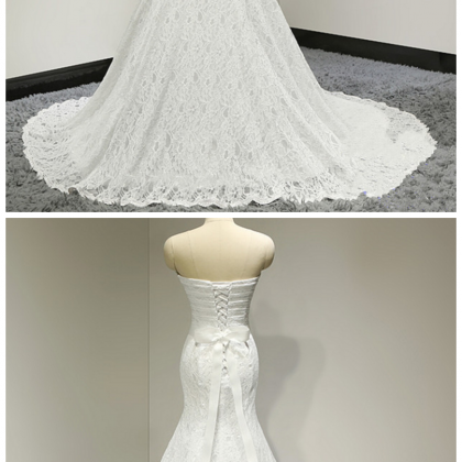 Wedding Dresses Real Photos White Lace , Mermaid..