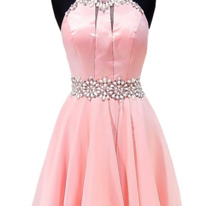 Real Picture Short Pink Homecoming Dress 2018..
