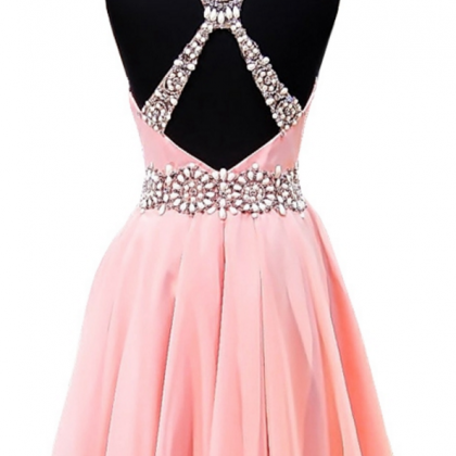 Real Picture Short Pink Homecoming Dress 2018..