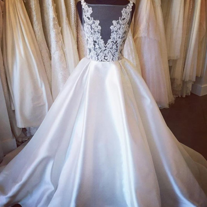 Sabrina Sheer Satin Princess Ball Gown, Wedding..