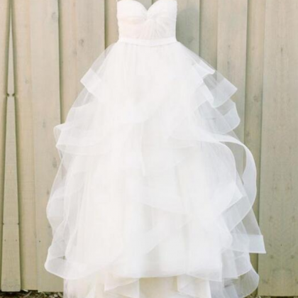 Sweetheart Ruched Ruffled A-line Long Wedding..