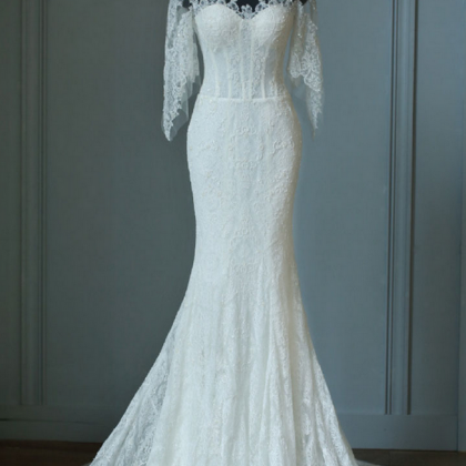 Full Lace Wedding Dress ,royal Mermaid Half..