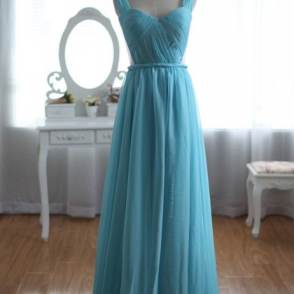 Sky Blue Long Chiffon Prom Dress Baby Blue Dress..
