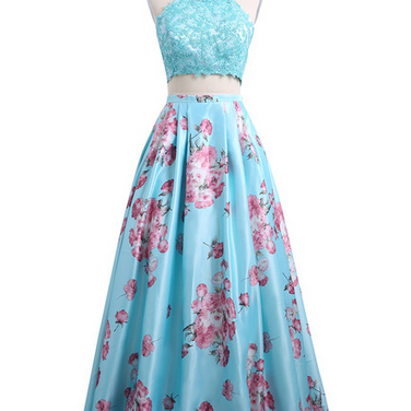 Fashion 3d Floral Print Flower Two Piece Prom..