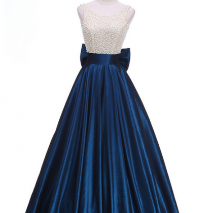 Vestido Royal Blue Long Evening Dress Beading Top..
