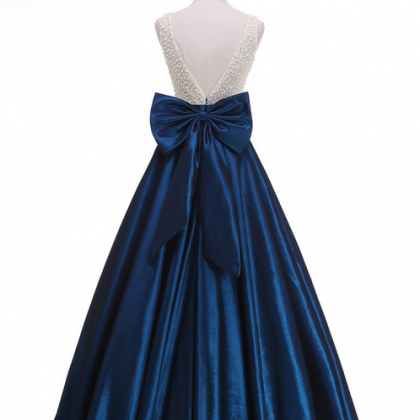 Vestido Royal Blue Long Evening Dress Beading Top..