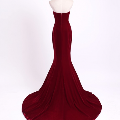 Unique Designer Burgundy Mermaid Prom Dresses..