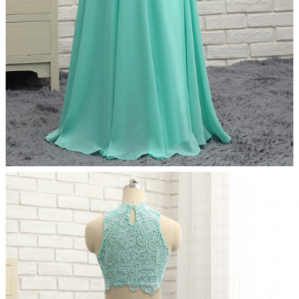 Prom Dresses ,a-line High Collar Chiffon Lace Two..