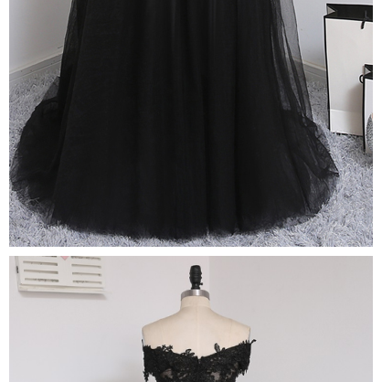 Prom Dresses ,a-line V-neck Cap Sleeves Black..
