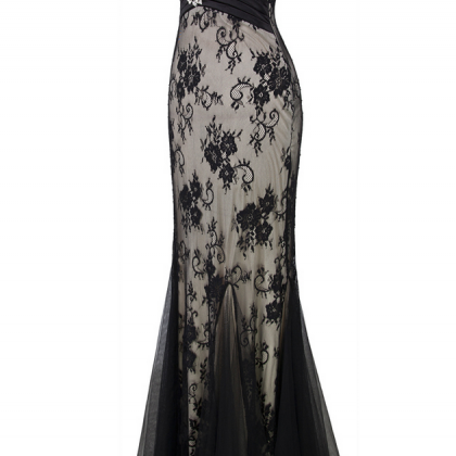 Strapless Crystal Lace Mermaid Long Evening Dress..