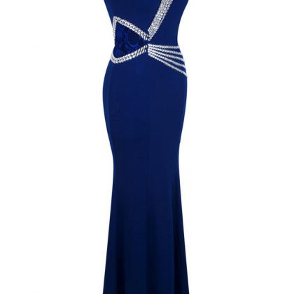 Vintage Butterfly Design Beaded One-shoulder Mermaid Long Prom Dress Evening Dress, DP6534