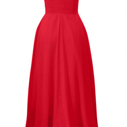Luxury Long A-line Red Chiffon Evening Dresses..