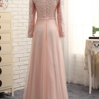 Muslim Evening Dresses A-line Long Sleeves Tulle..