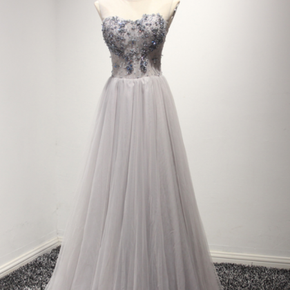 Elegant Embroidery Long Evening Dresses Beading A..
