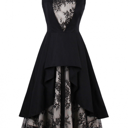 Lace Homecoming Dress Black Vintage Sleeveless Tea..