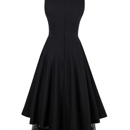 Lace Homecoming Dress Black Vintage Sleeveless Tea..
