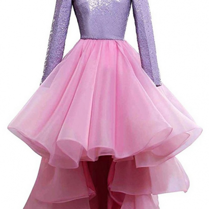 High Low Prom Dresses Robes De Soiree Fashion Pink..