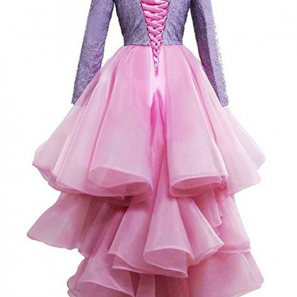 High Low Prom Dresses Robes De Soiree Fashion Pink..