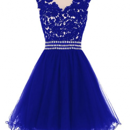 Fashionable Royal Blue Tulle Homecoming Dresses,..