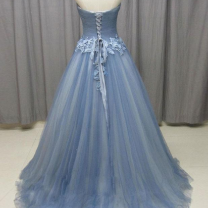 Gorgeous A-line Sweetheart Gray Blue Tulle Lace..