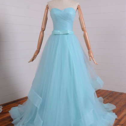 Strapless Sweetheart Tulle A-line Long Prom Dress,..