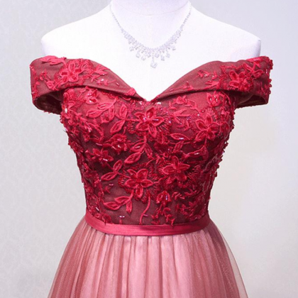 Off Shoulder Cute Style Pink Party Dresses, Pink..