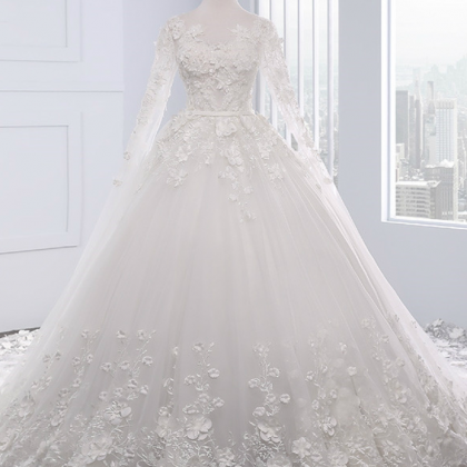 Coop White Wedding Dress With Beading Chapel Train..