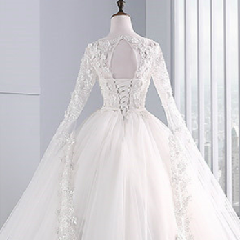 Coop White Wedding Dress With Beading Chapel Train..