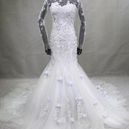 Real Photo Removable Jacket Mermaid Wedding Dress..