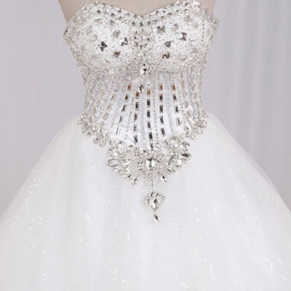 Real Sample Luxury Crystal Beaded Sweetheart Lace..