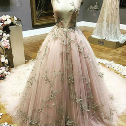 Charming Tulle Prom Dress, Elegant Ball Gown Prom..