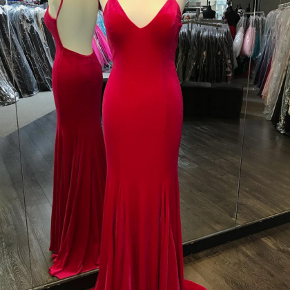 Sexy Backless Prom Dresses, Long Spaghetti Straps..