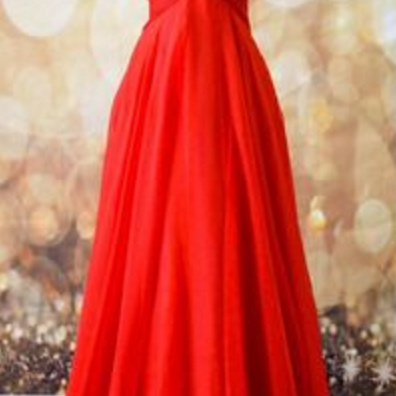 Cap Sleeve Prom Dress, Elegant Prom Dress, Red..