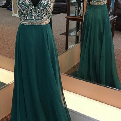 Dark Green Prom Dress, Spaghetti Straps Prom..