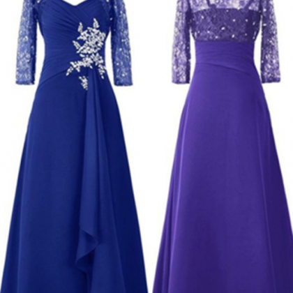 Prom Dresses,blue High Low Chiffon Beading Prom..
