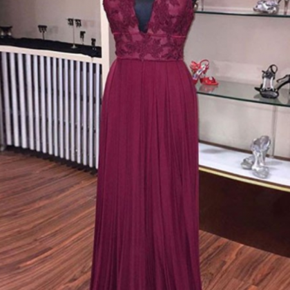 V-Neck Half Sleeve Short Pleated Chiffon Dress Burgundy