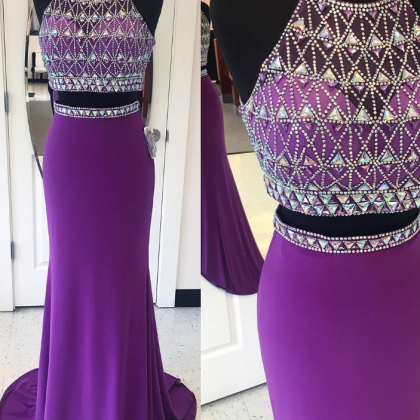 Purple Prom Dress,two Piece Prom Dress,mermaid..