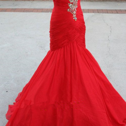 Luxury Beading Long Prom Dresses, Red Prom..