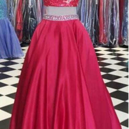 Prom Dresses Red Two Pieces Prom Dresses High Neck..