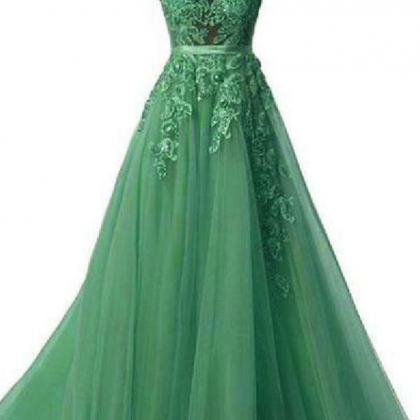 Cute Unique Prom Dresses, Green Prom Dresses, Lace..