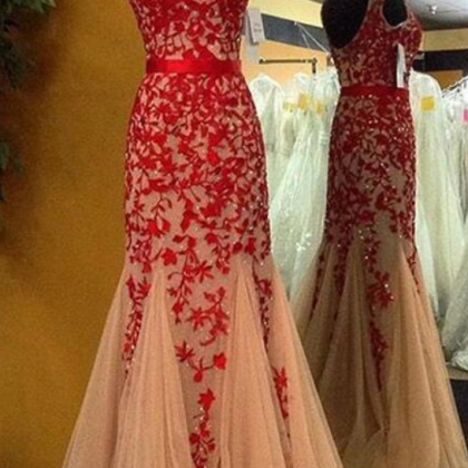 Mermaid Red Prom Dress,tulle Prom Dress,sexy Prom..